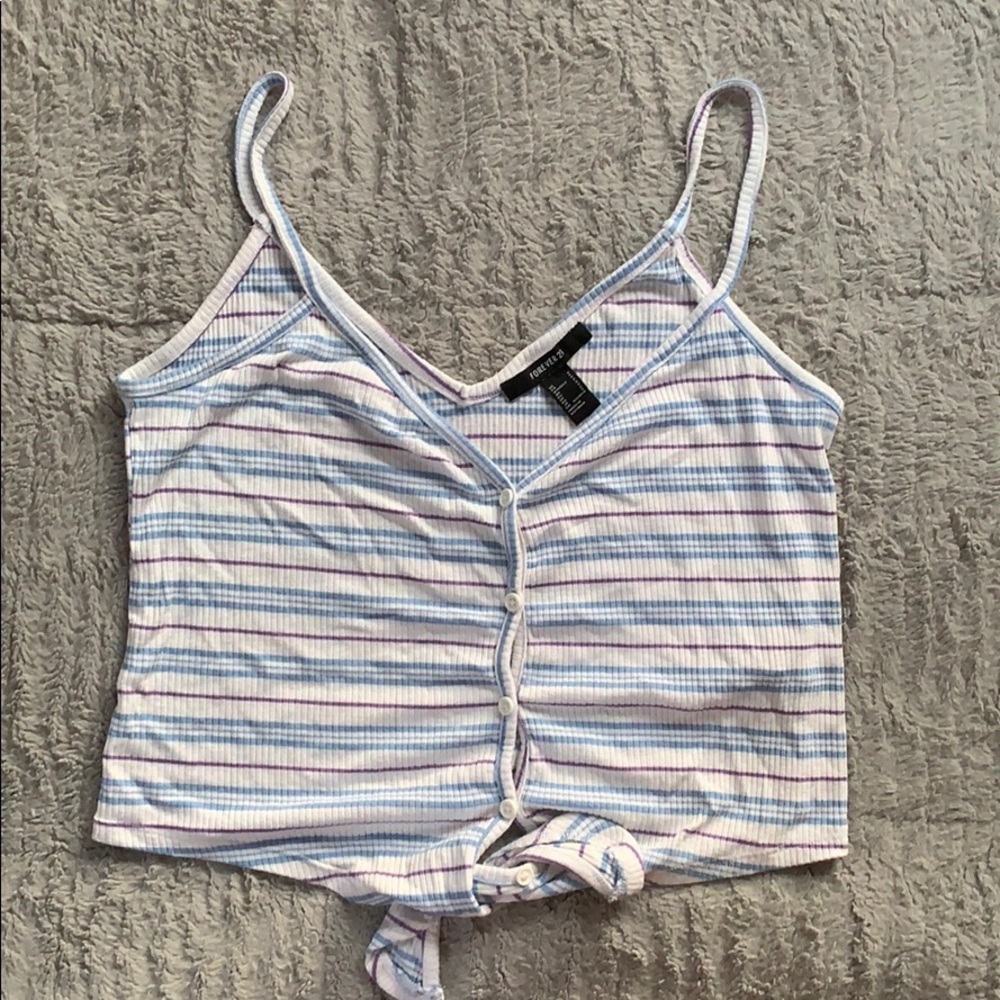 🤑5/$10🤑Forever 21 Striped Crop Tank Size S